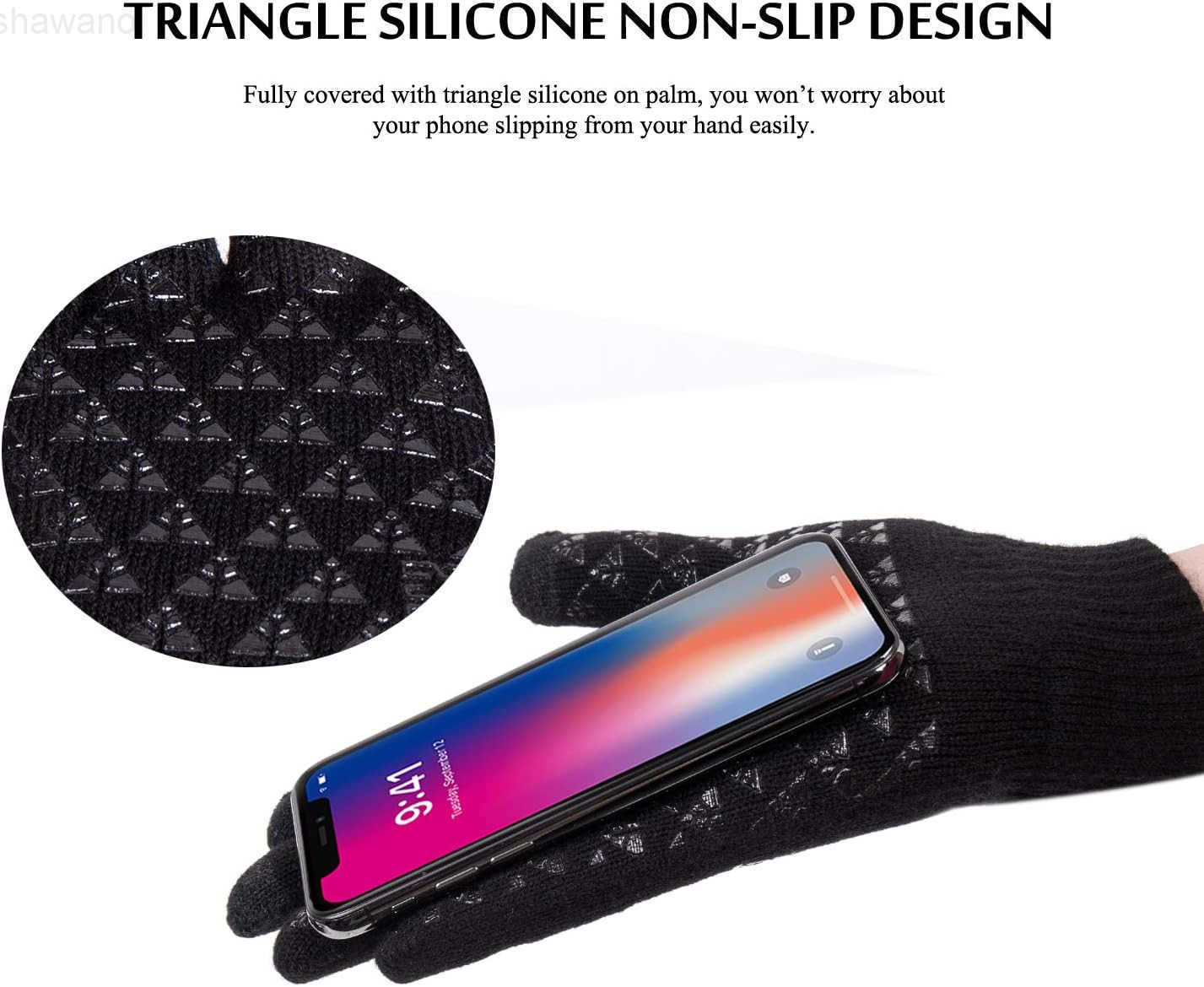 Winter Gloves for Men Women Upgraded Touch Screen Cold Weather Thermal Warm Knit Glove for Running Driving HikingW250911