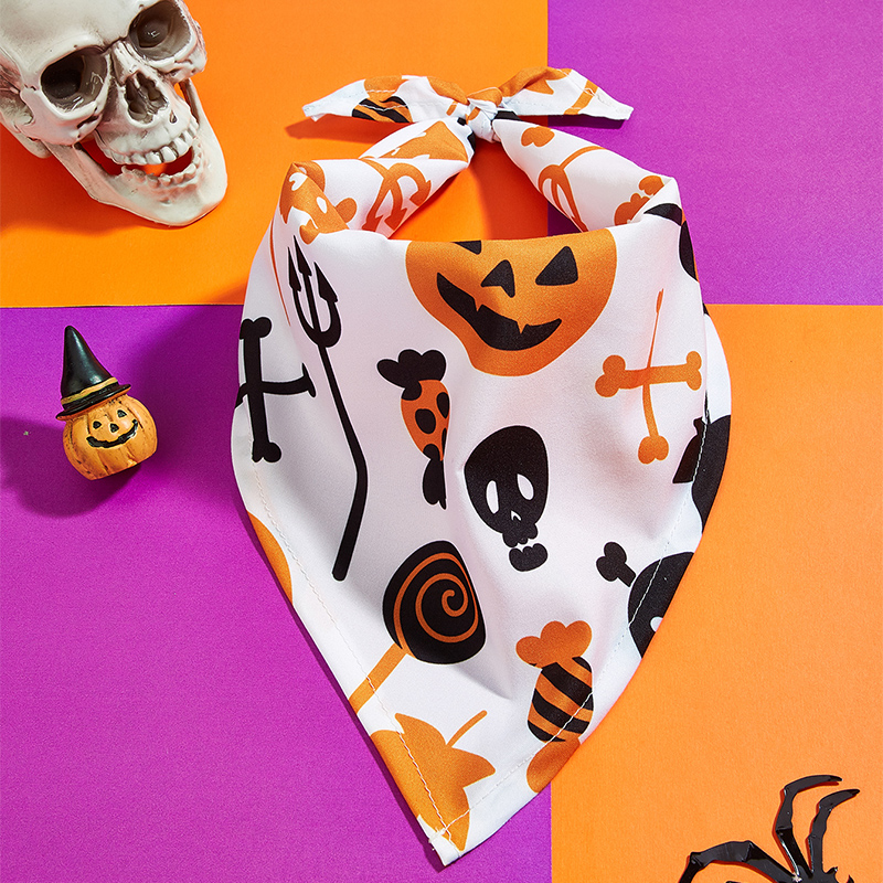 Cute Doggy Halloween Costume with Spooky Ghost Bib Cozy Pet Wear