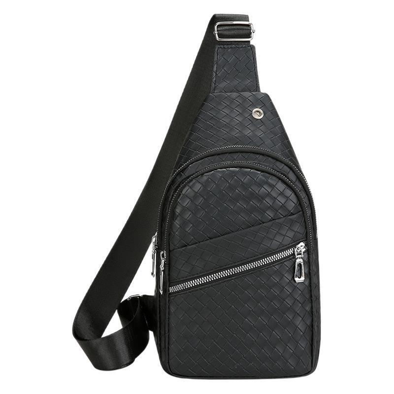 Men S Chest Bag New Woven Luxury Bag Texture PU Leather Free Shipping Chest Bag Men S Outdoor Casual Designer Bag Sports Crossbody Bag