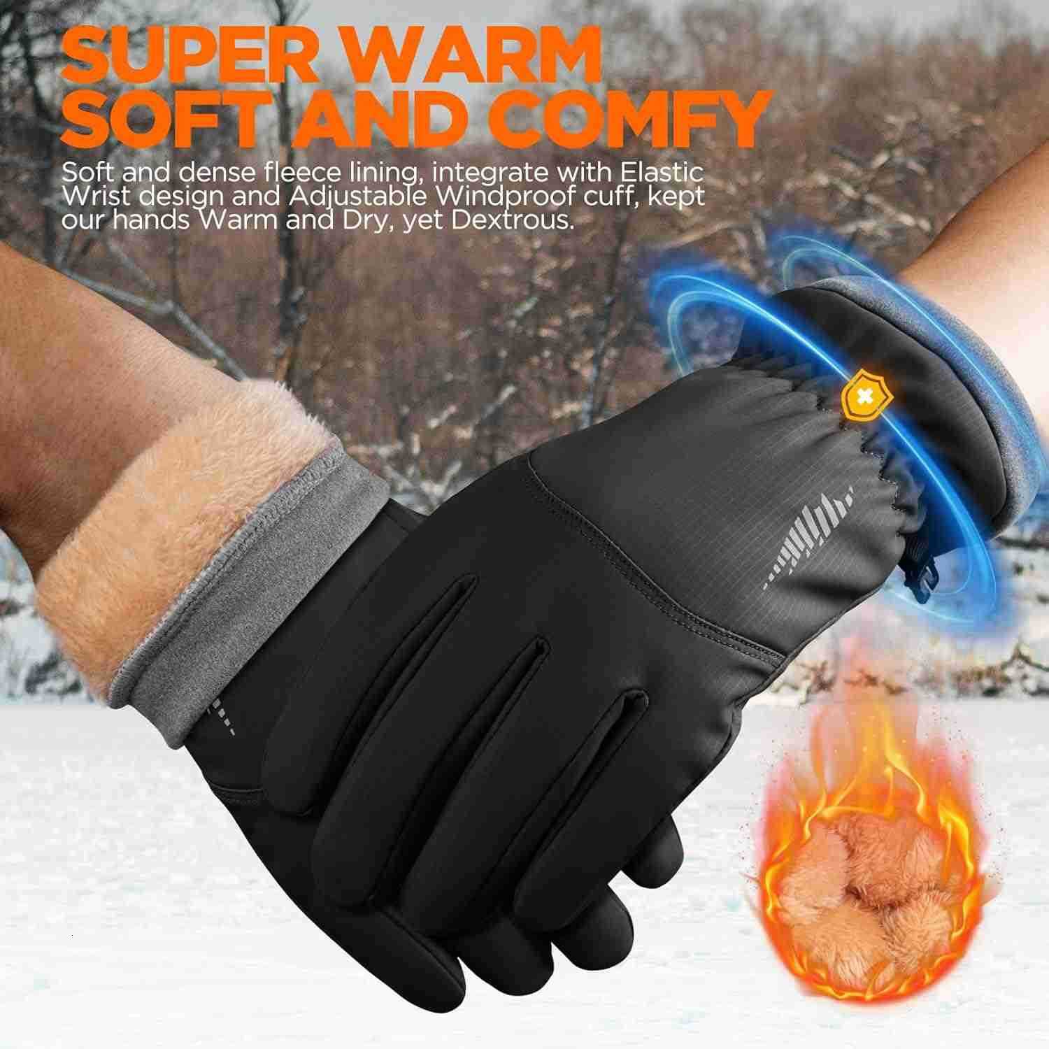 Winter Waterproof Ski Snow Warm Gloves for Women Men Windproof Cold Weather Thermal with Touchscreen Fingers for Running Driving Cycling Hiking Biking