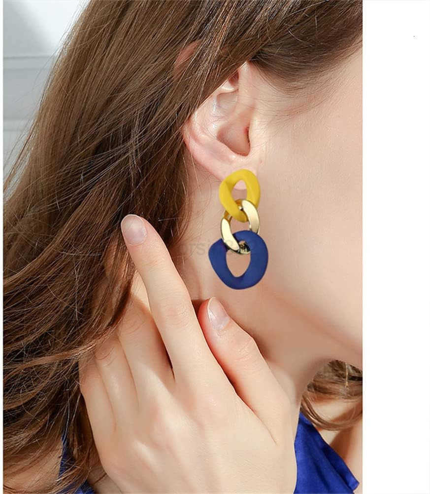 Charm Elegant Hollow Color Chain Acrylic Geometric Temperament Dangle Drop Earrings Bohemian Minimalist Hypoallergenic Jewelry GiftW250911
