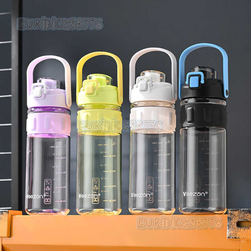 Sports Water Bottle for Adults Men and Women with Portable Handle Summer Outdoor Student Plastic Cup H250911