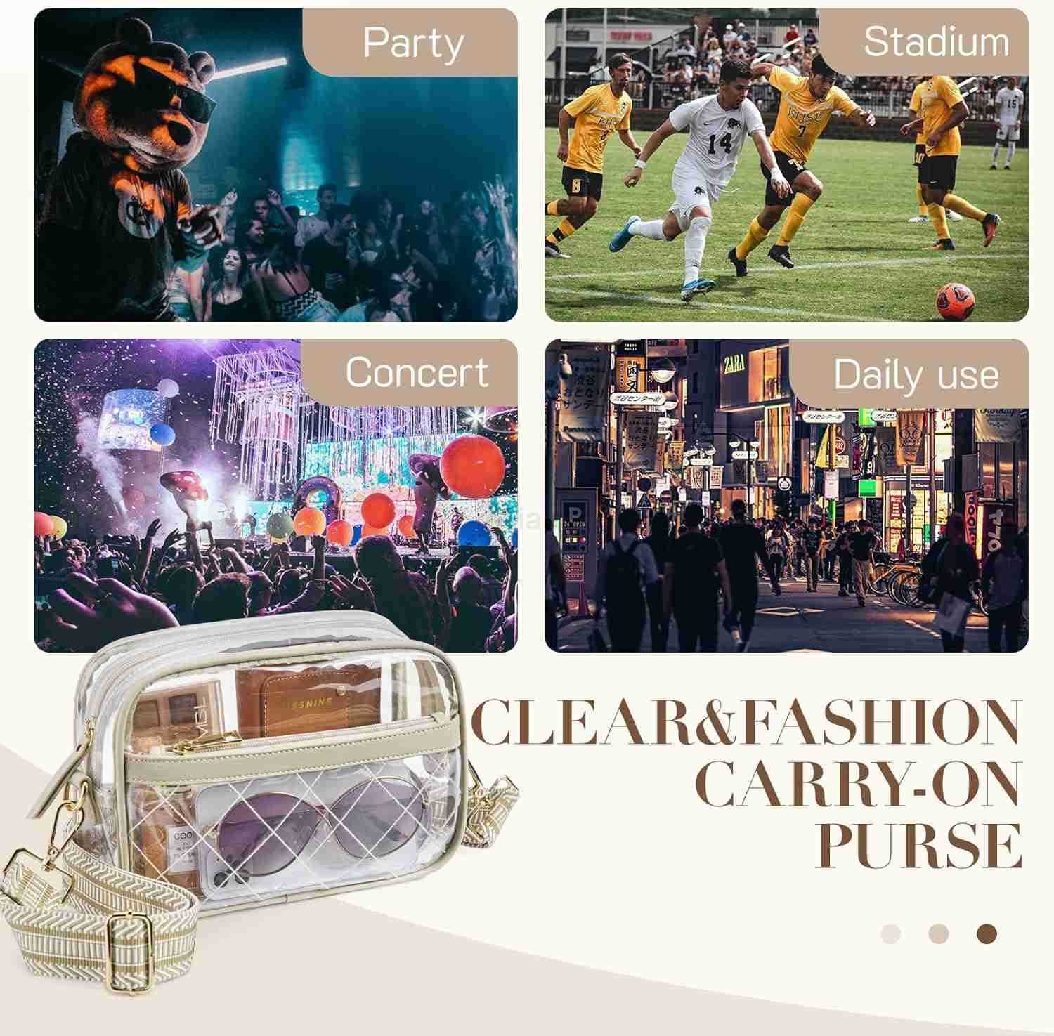 Missnine Clear Bag for Stadium Events Quilted Clear Purse for Women Stadium Approved PVC Crossbody Concert BagW250911