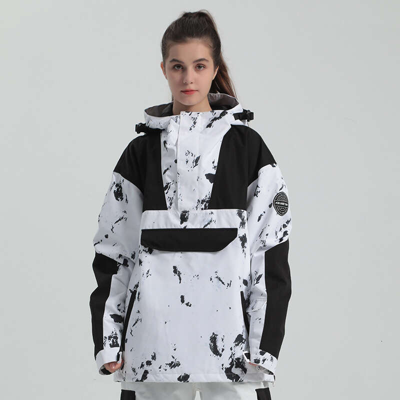 New Ski Suit Female Color Contrast Outdoor Sports Double Board Warm Wind Waterproof