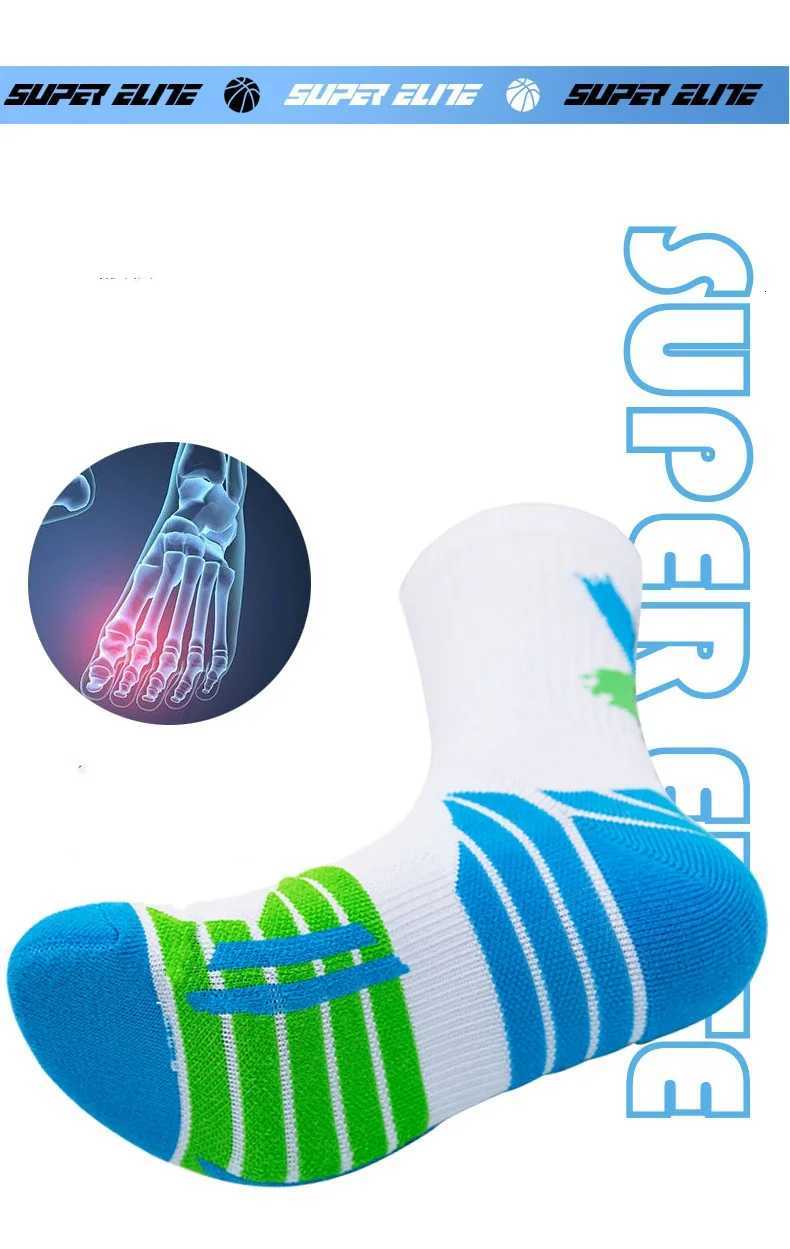 Mens Shock Absorbent Elite Socks High Tube Towel Bottom Thick Professional Practice Contrast Color 1 Pair D250911