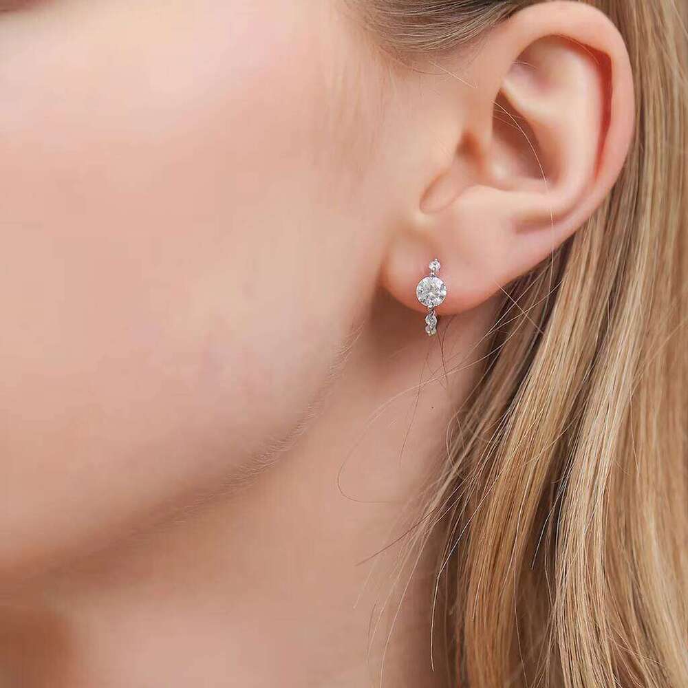 High-End S Sterling Sier Moissanite Stud Earrings Elegant Wedding Engagement Anniversary Jewelry Gift for Women