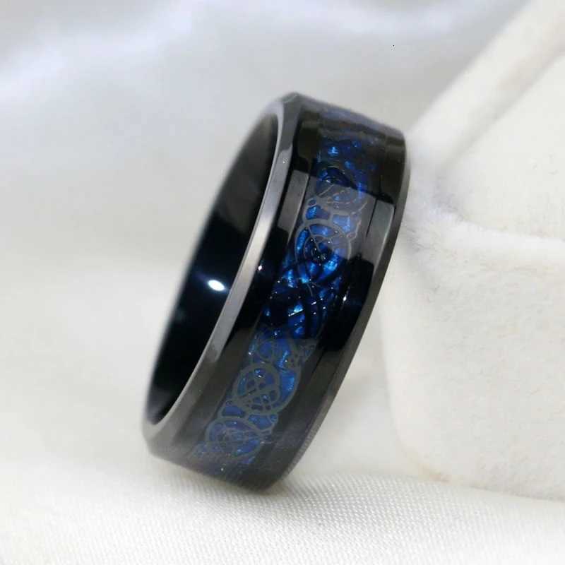 Charm Couple Ring Stainless Steel Black Mens Ring Blue Zircon Ladies Ring Set Valentines Day Wedding Metal Ring W250911
