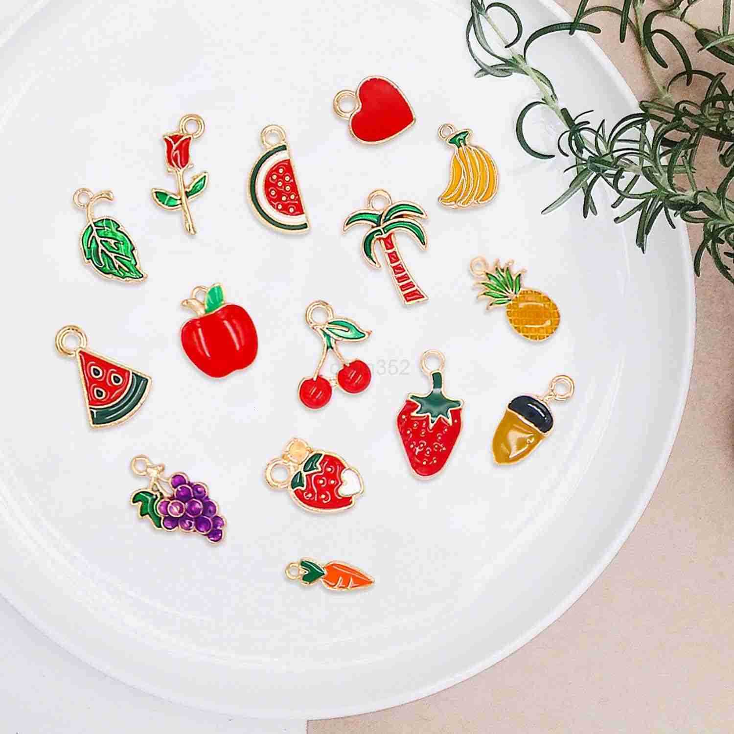 220Pcs Charms Assorted Gold Plated Enamel Charms Necklace Earrings Charm for DIY Jewelry Making CraftsW250911
