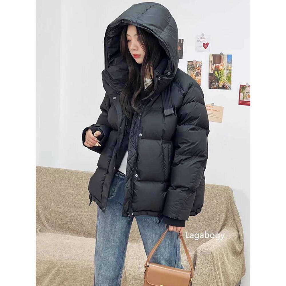 Lagabogy 2025 New Winter Women's Hooded Puffer 90% White Duck Down Thickened Short Jacket Female Casual Versatile Outwear