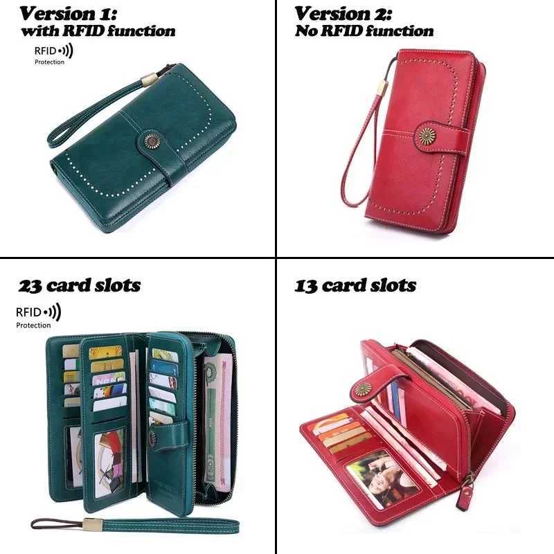 High Quality Women Wallet RFID Antitheft Leather Wallets For Woman Long Zipper Large Ladies Clutch Bag Female Purse Card Holder W250911