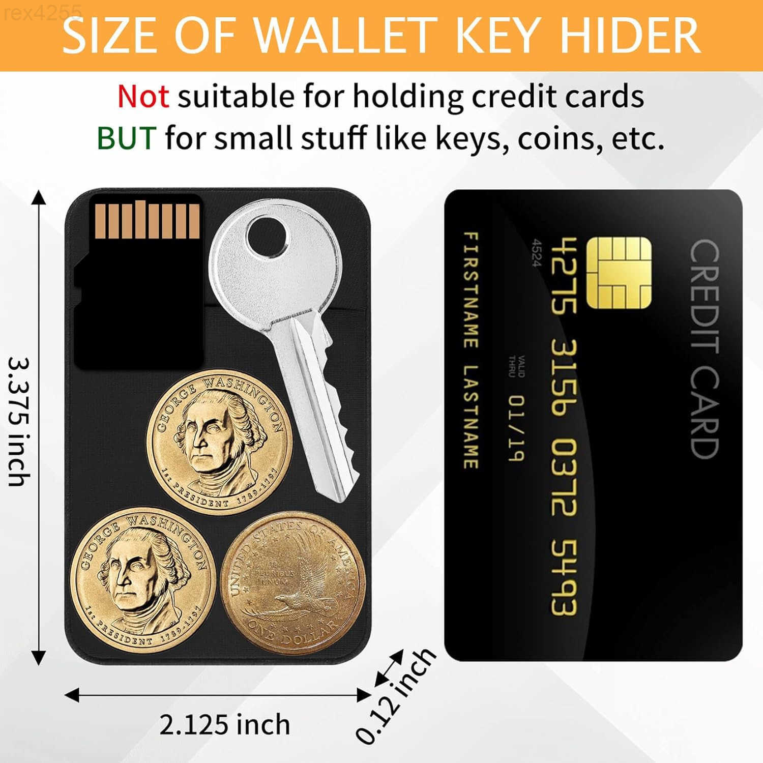 Flat Thin Wallet Key Holder Credit Card Size Minimalist Slim Key Organizer Sleeve BlackW250911