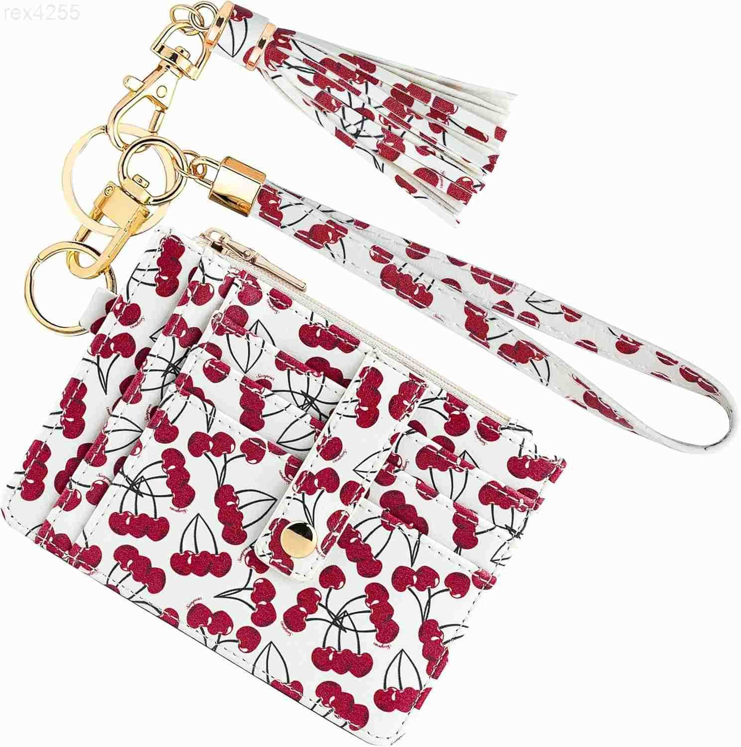 Small Wristlet Wallets for Women RFID Credit Card Holder Wallet Keychain Wristlet Wallet Credit Card Wallets for Women LeopardW250911