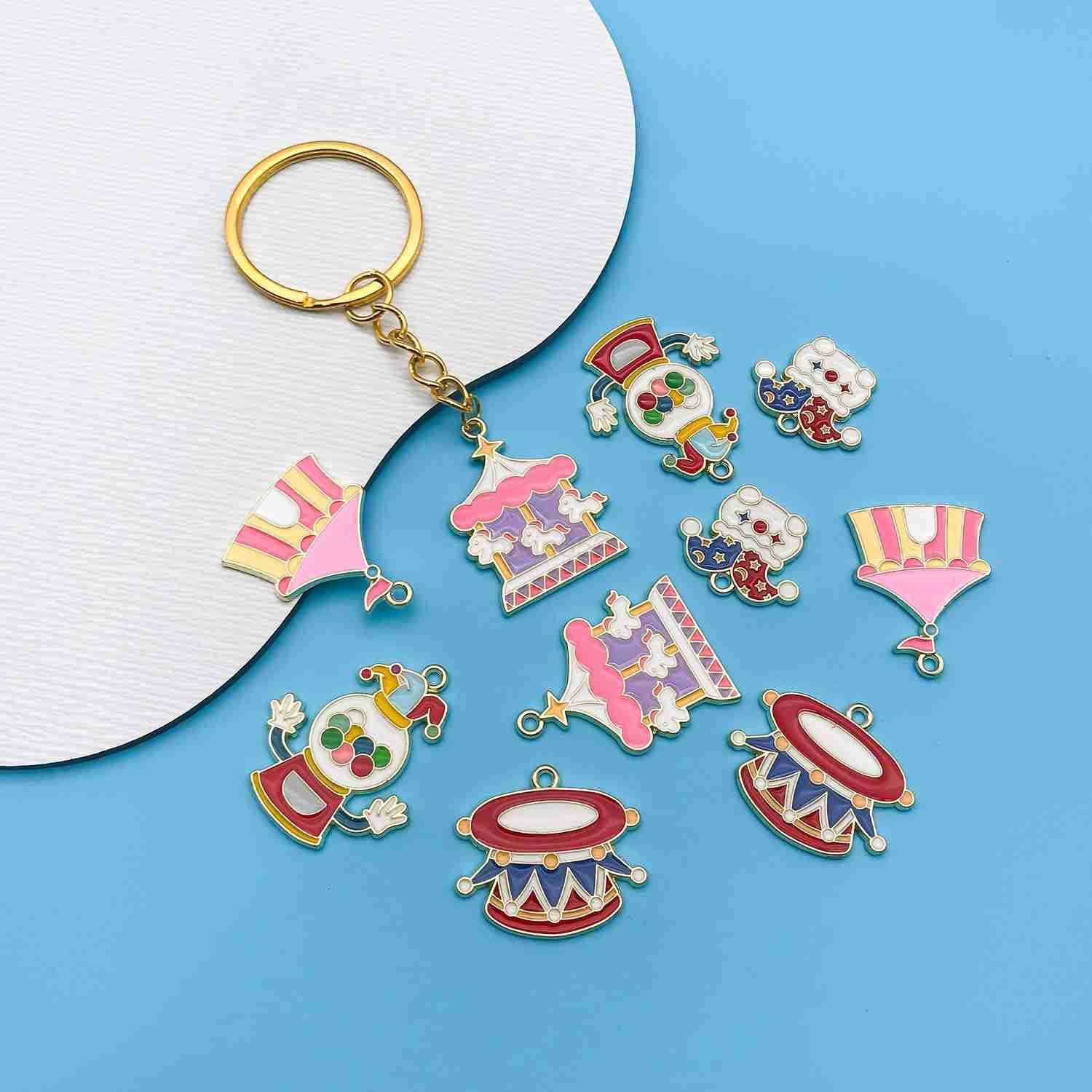 30pcs Alloy enamel circus series Pendant Jewelry Making DIY Keychain Earrings Pendant Various Design Charms for Jewelry Making s Necklace SN581W250911