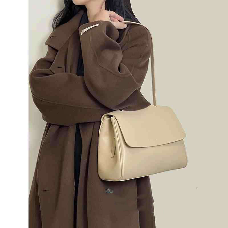 Genuine Leather Women's High-end Handbag Shoulder Cowhide Simple Fashion Large Capacity Versatile Crossbody Bag New Model