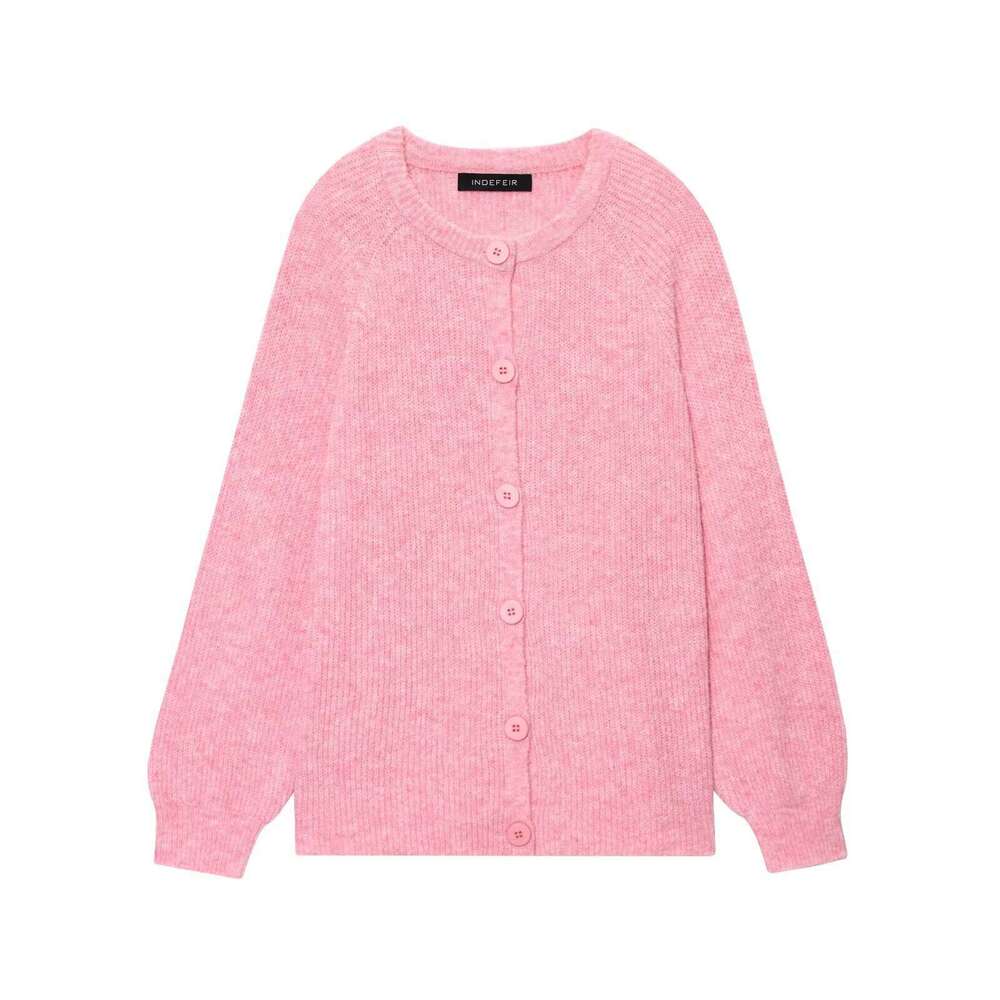 DHEssentials INS2025 Fashionable Round Neck Long Sleeve Blogger Simple Lazy Pink Sweater Cardigan Coat