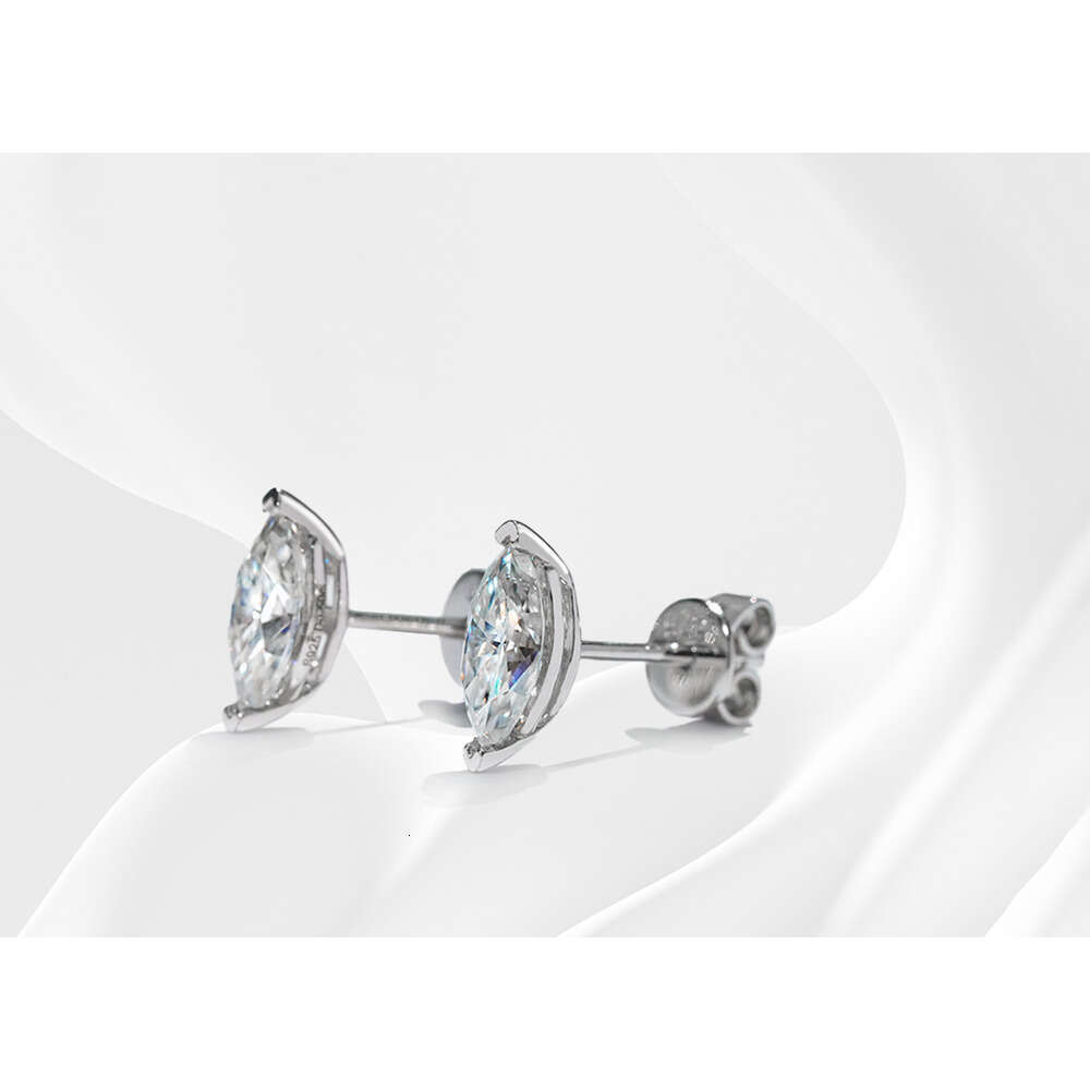 Fashionable S Sterling Sier Marquise Cut Moissanite Dia Earrings