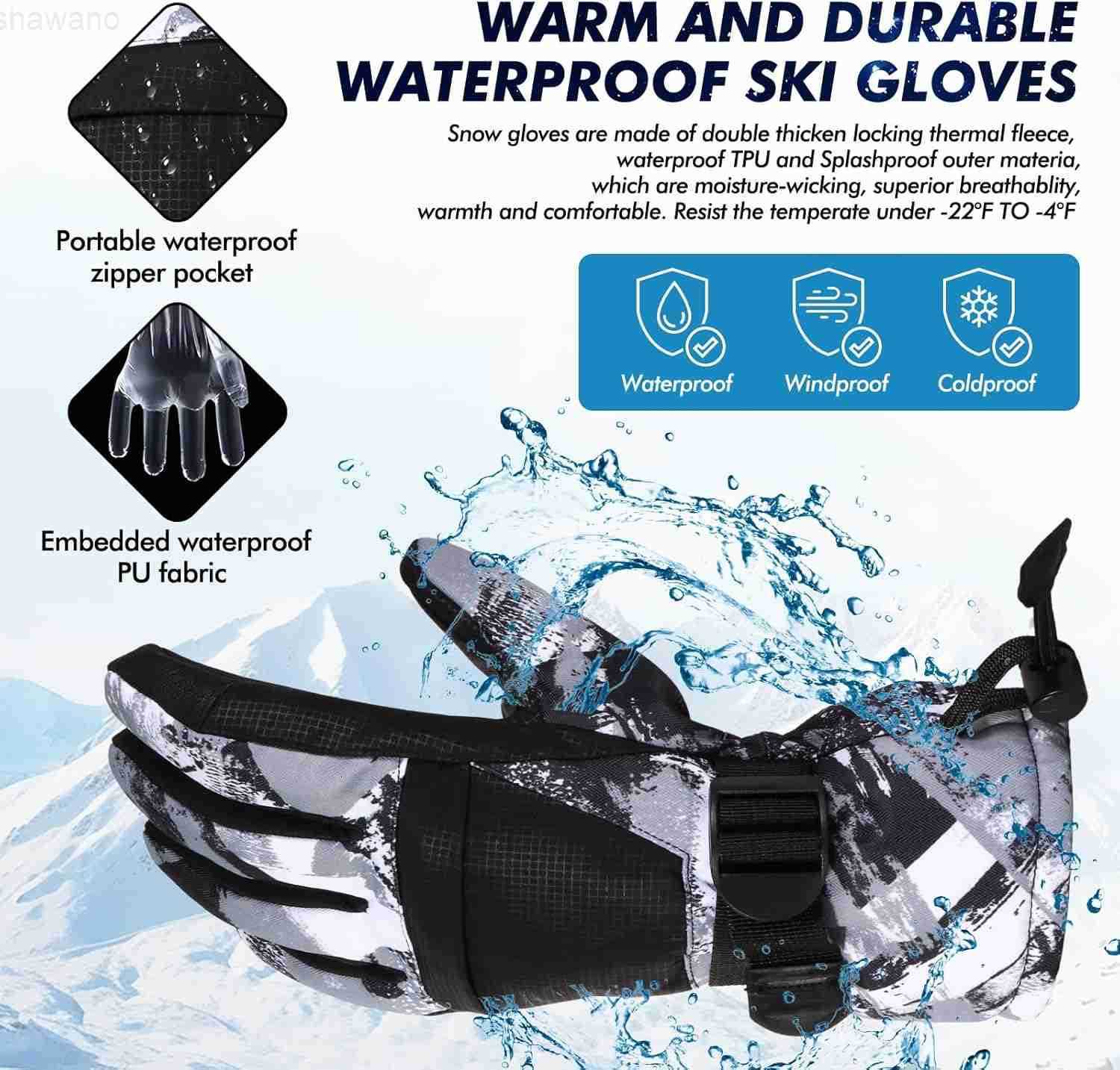 Gloves Warmest Waterproof and Breathable Snow Gloves for Cold Weather Fits Both Men Womenfor Parent Child OutdoorW250911