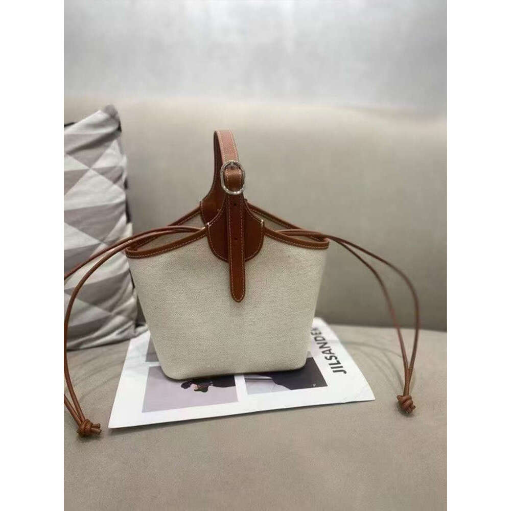 Designer Bag Tote Bag Shoulder Bag Women Summer Literary Style Cowhide Patchwork Cotton Linen Handbag Bucket Shoulder Crossbody Bag