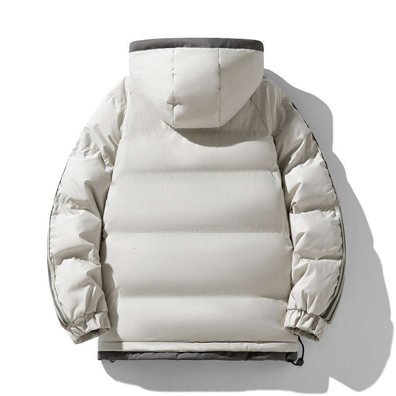 Men's Winter Loose Waterproof Thickened Cotton Casual Warm Puffer Jacket with Hood