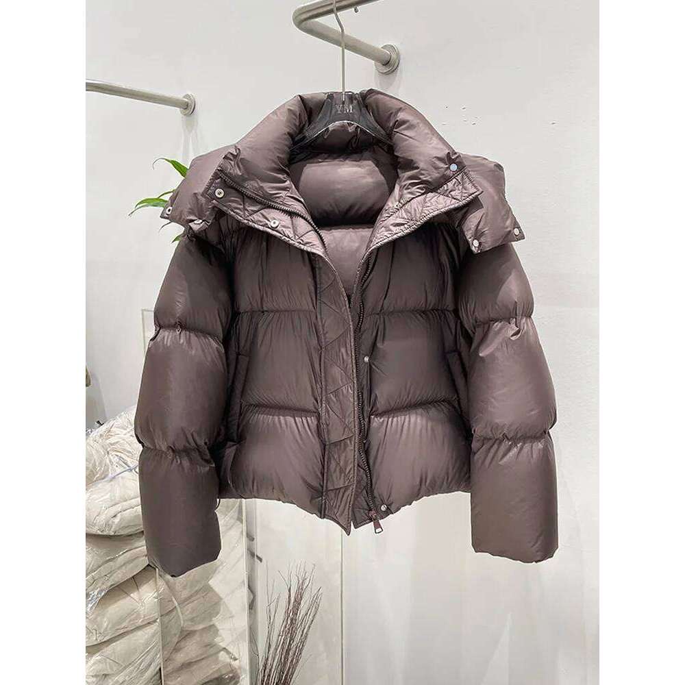 Janveny Thickness Short Bread Jacket Women Winter Warm Solid Puffer Coat Hooded 90% Duck Down Coats Female Fluffy Parkas