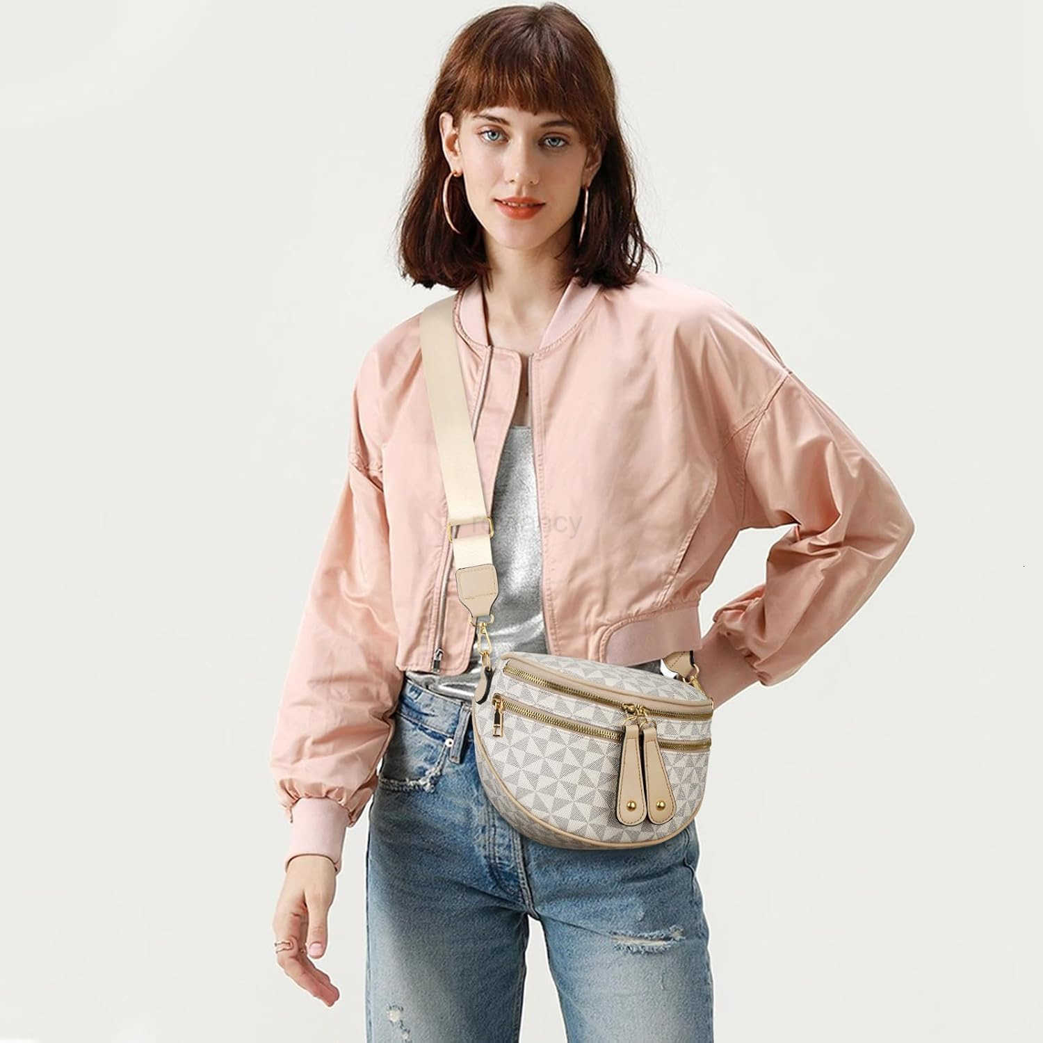 Crossbody Sling Bag for Women Trendy Fanny Pack Vegan Leather Chest BagW250911