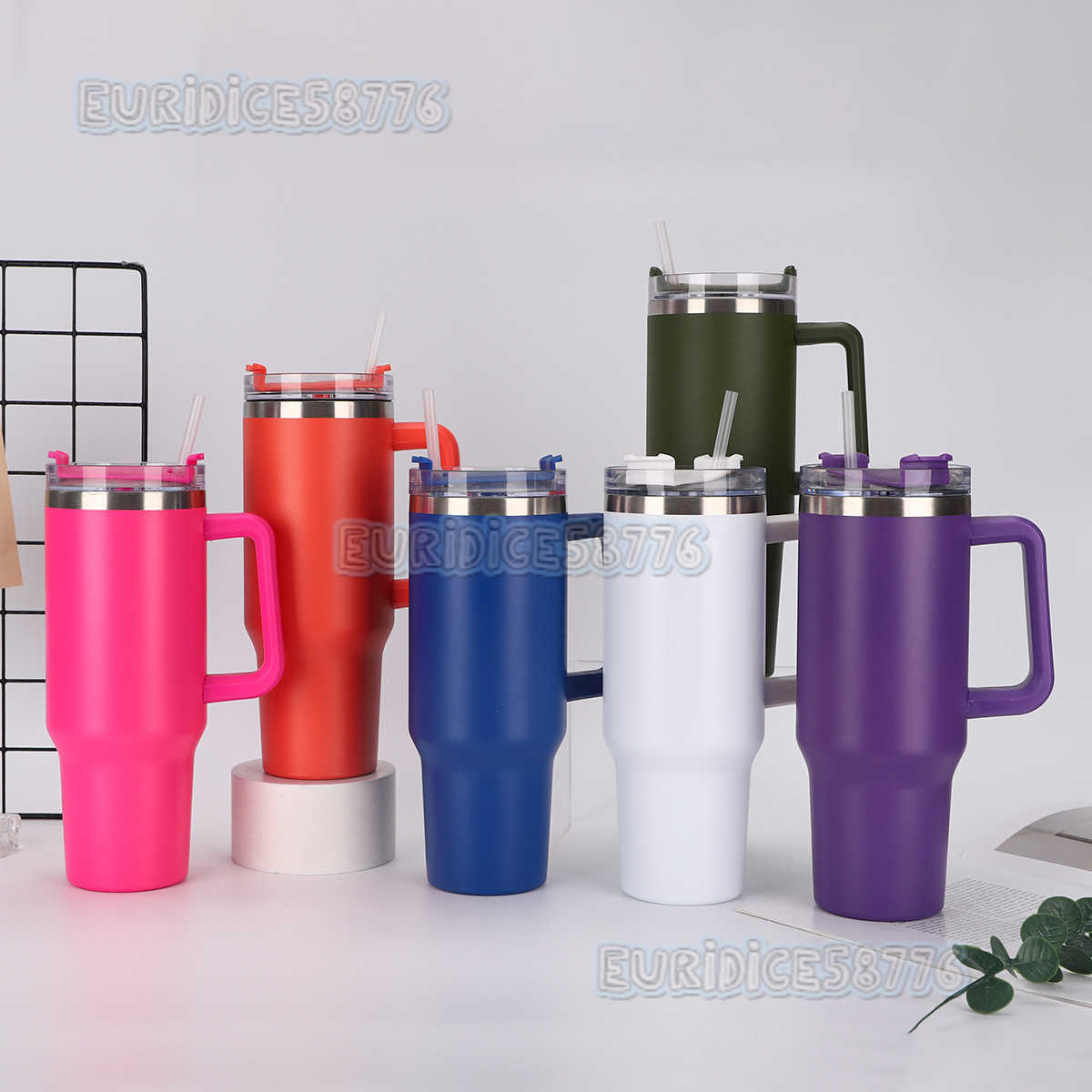 40oz Straw Handle Cup Large Capacity Doublelayer Insulated Cup Outdoor Portable Car Cup Gift H250911