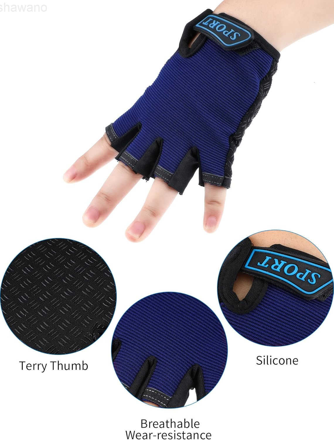 3 Pairs Kids Bike Gloves Kids Half Finger Fingerless Sports Gloves NonSlip Gel for 712 YearsW250911