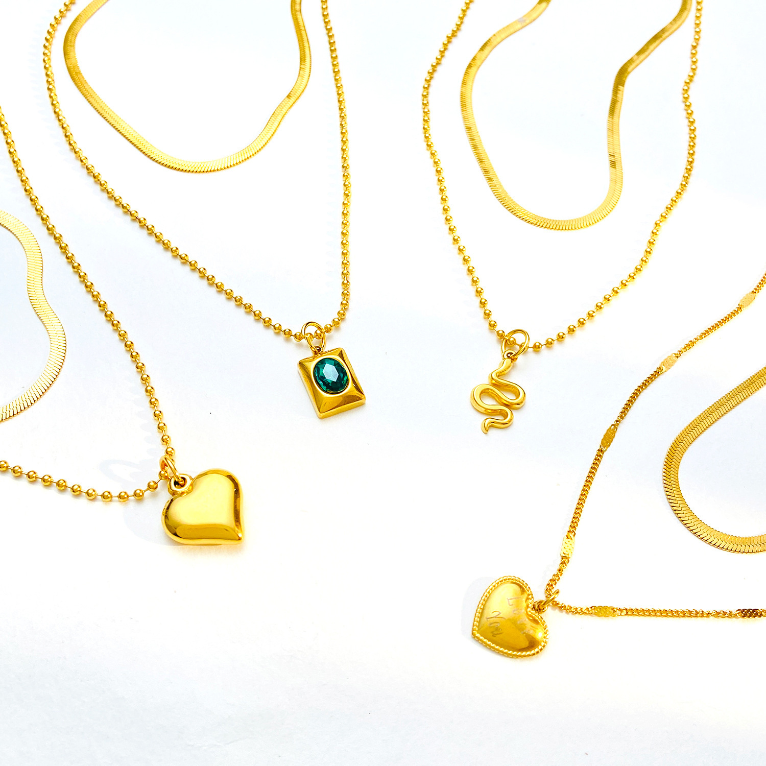 Accessories Layered Double Titanium Steel Necklace For Women Heart Bone Snake Year Sweater Chain Light High-End Feel