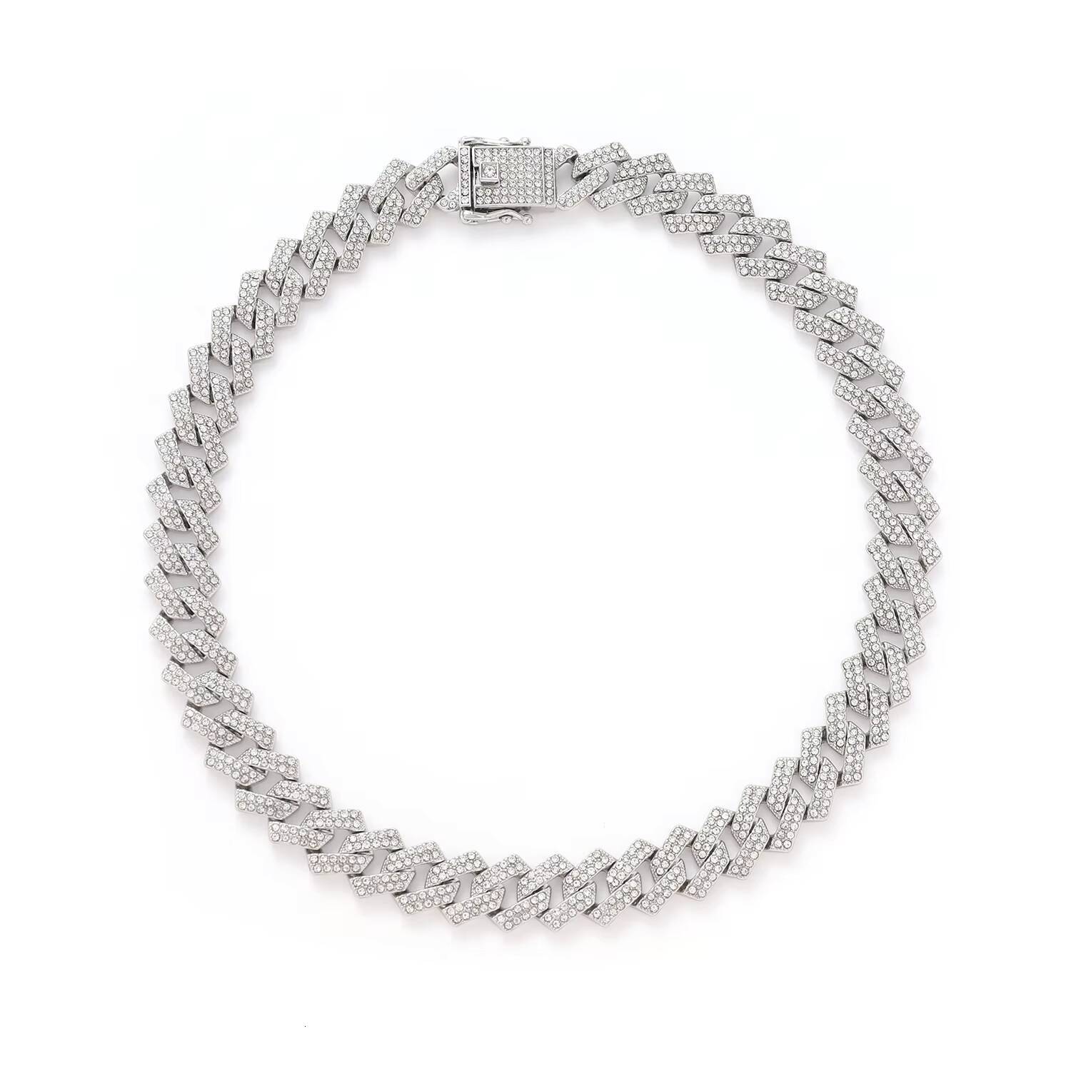 Wholesale 15mm Alloy Miami Cuban Link With Iced Out Bling Diamond Charm Choker