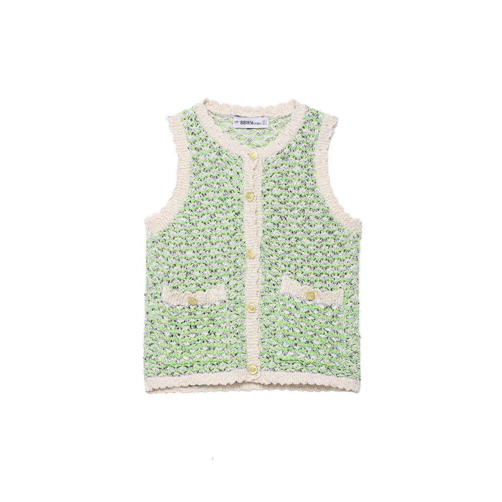 DHEssentials Summer New Style Elegant Fashion Versatile Textured Knitted Vest Top