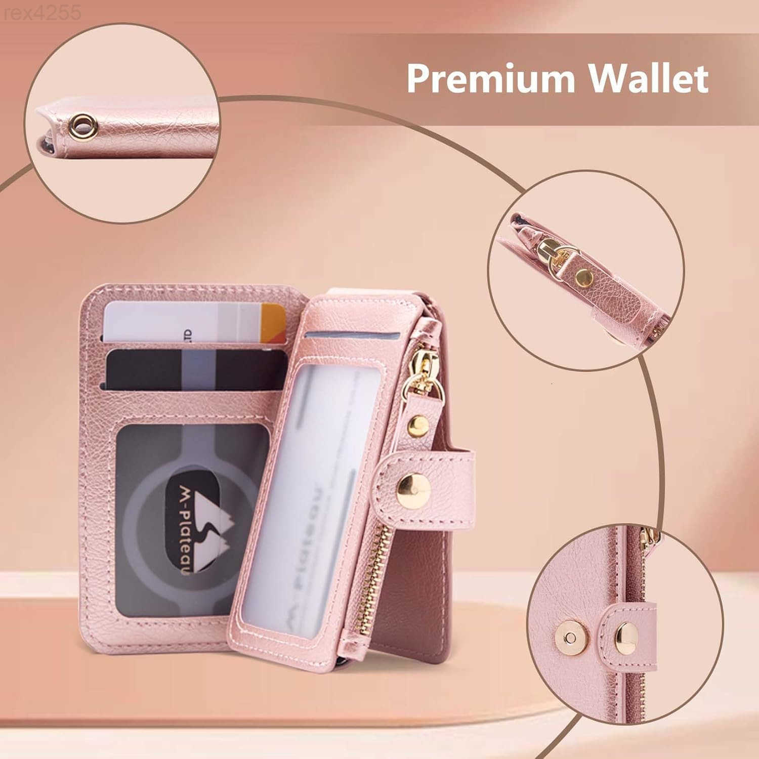 Keychain wallet Rfid Blocking Credit Card Holder Leather Zipper Card Case for WomenW250910