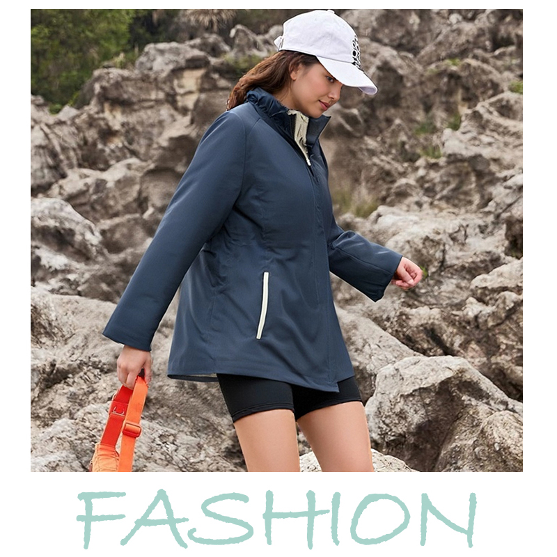 Women's Down & Parkas Women's Navy Blue Mid - length Windproof Coat with Drawstring Collar