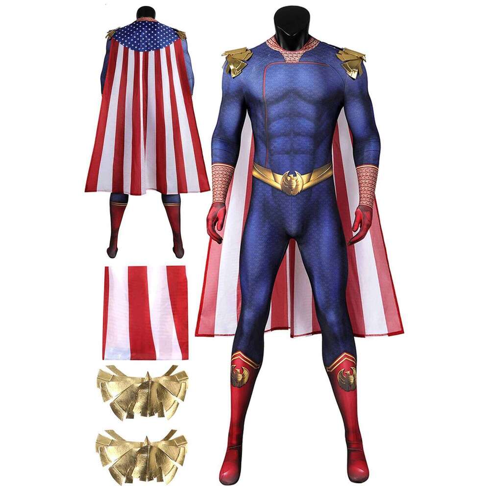 Fantasia Homelander Cosplay Ju mpsuit Cloak Cartoon TV The Boys Disfraz Costume Adult Men Male Halloween Carnival Party Clothes