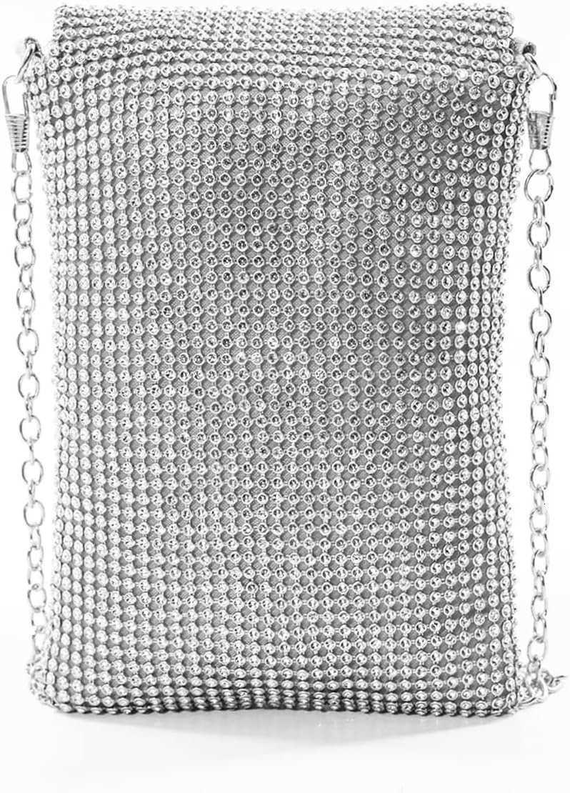 Womens Crossbody Evening Bag Glitter Rhinestone Purse Sparkly Small HandbagW250911