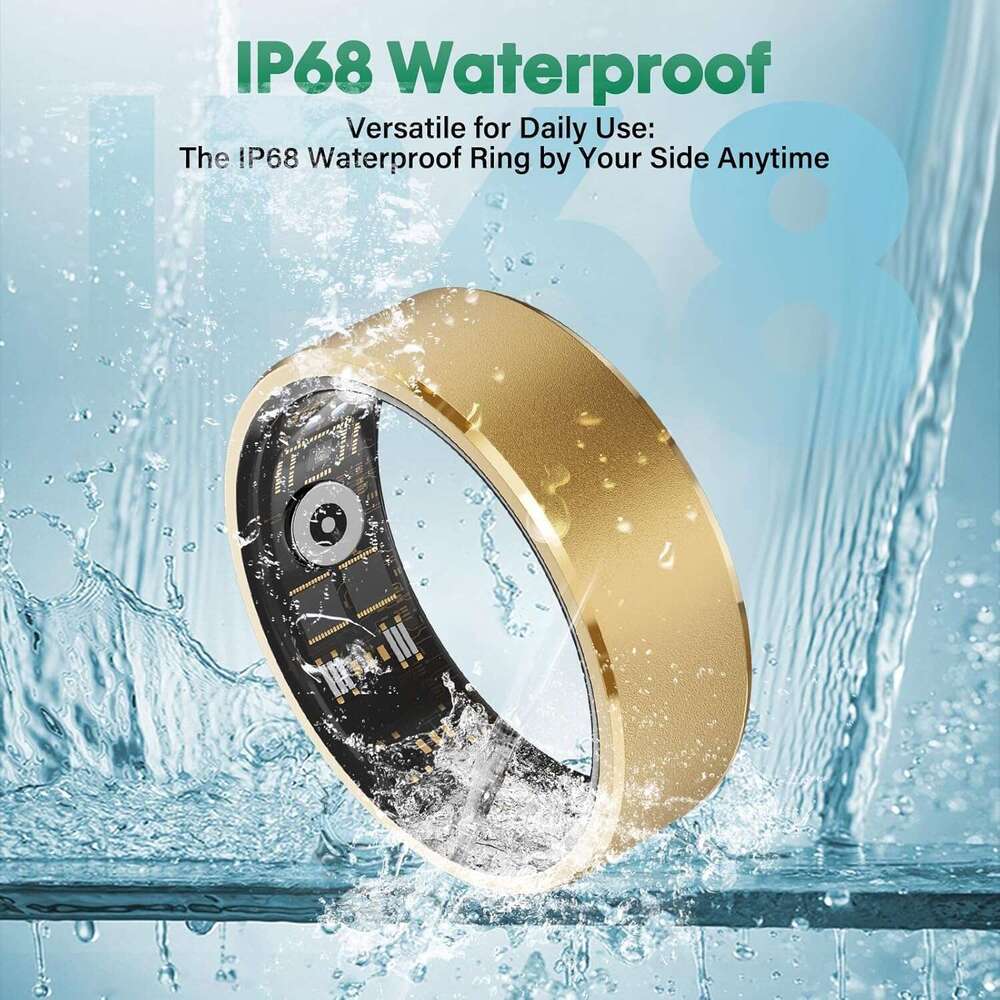 Smart Ring Health Fiess Tracker for Women Men Gold (8#)