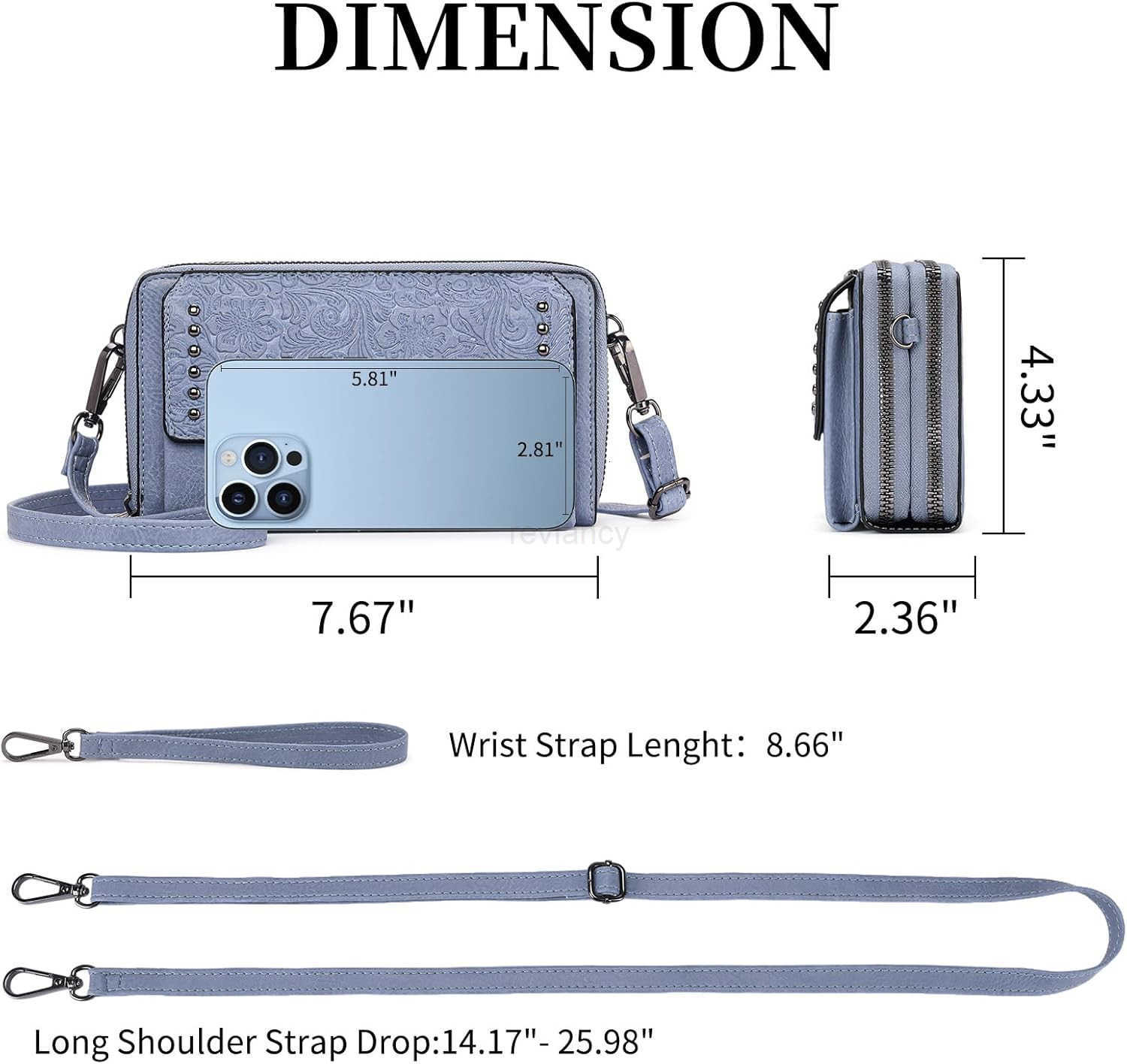 Crossbody Bags for Women Small Leather Cell Phone Wallet Wristlet Purse with Zip Around 2 StrapW250911