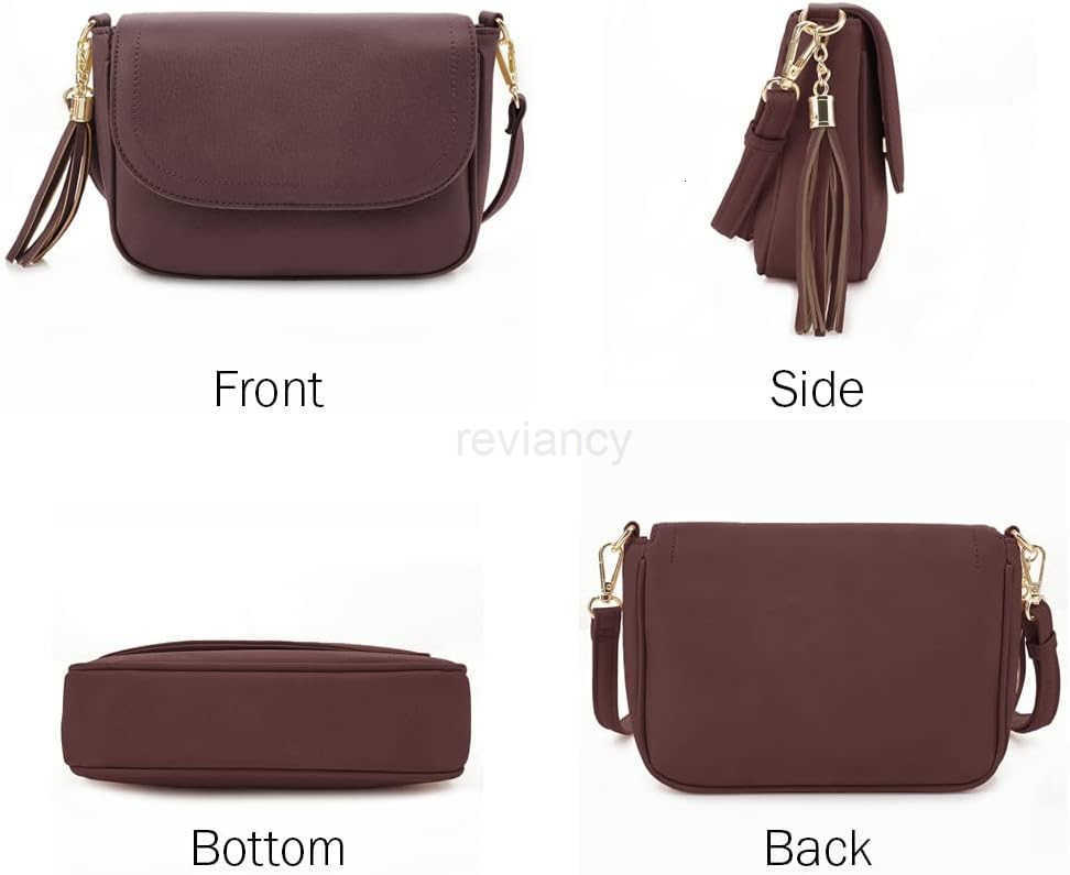 Small Crossbody Bags for Women Trendy Flap Saddle Purses with Tassel Vegan leather Shoulder bagW250911