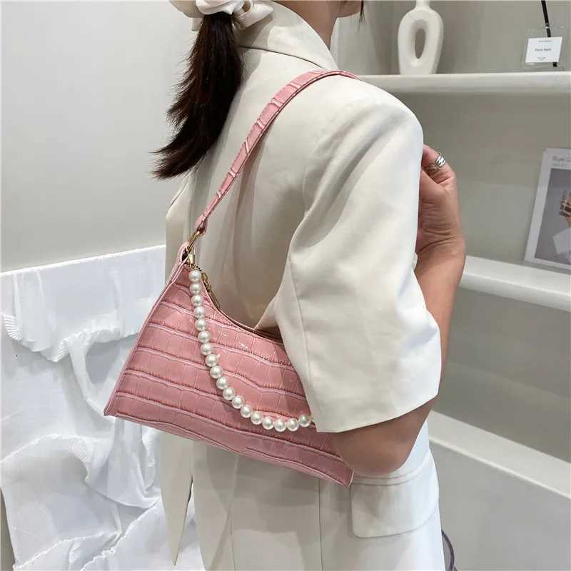 Armpit Bag Women Retro Handbag PU Leather Underarm Shoulder Bag Fashion Pearl Top Handle Bag Female Small Subaxillary Bag Clutch W250911