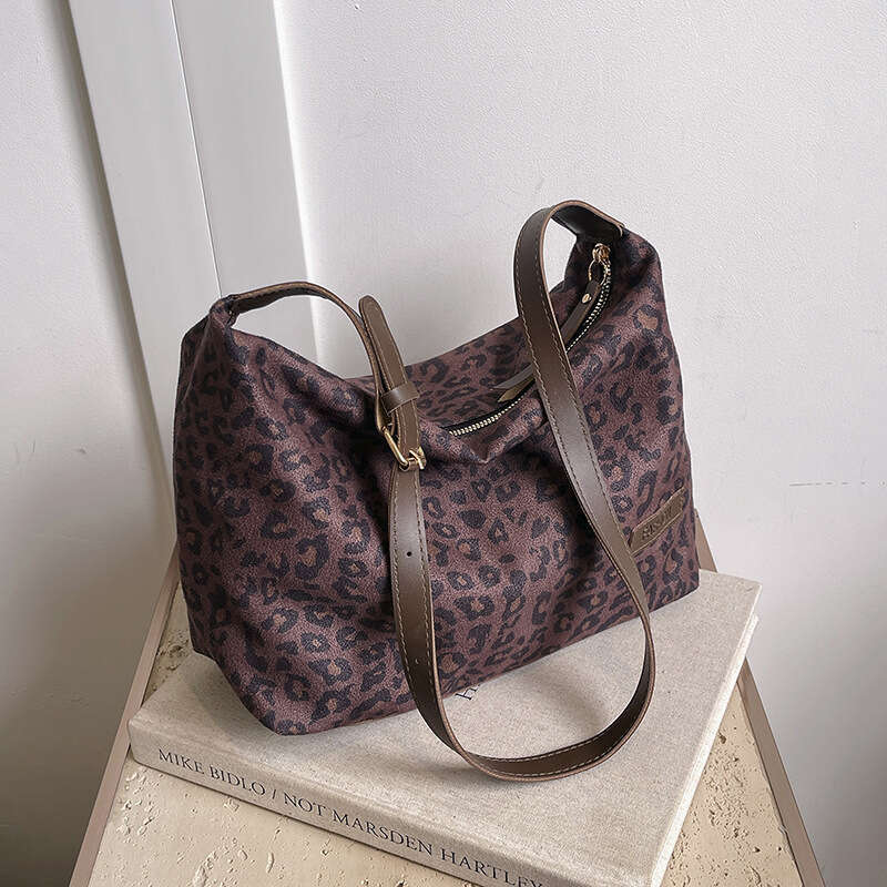 Trendy Texture Matte New Single Shoulder Designer Bags Crossbody Underarm Tote Lunch Box Square Large Capacity Leopard Print Women's Bag