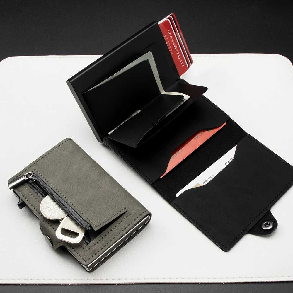 CASEKEY Pink Wallet Slim Minimalist Leather Pop UP Wallet Rfid Blocking Mini Aluminum Automatic Card Holder for Women Men W250911