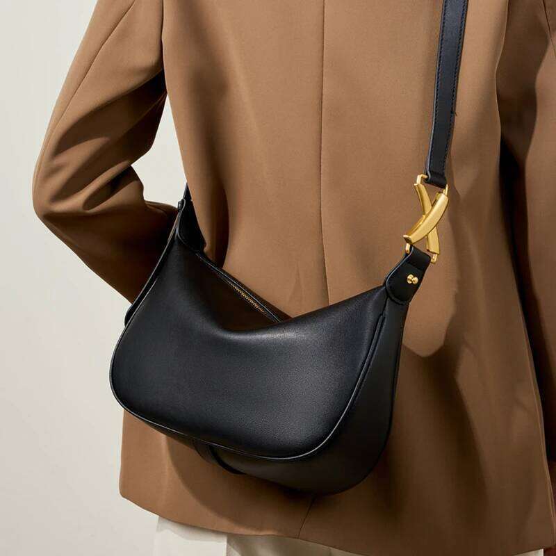 Hifashion Trendy Genuine Leather Underarm Shoulder Bags For Women 2025 Designer Crossbody Purse Half Moon Ladies Handbags