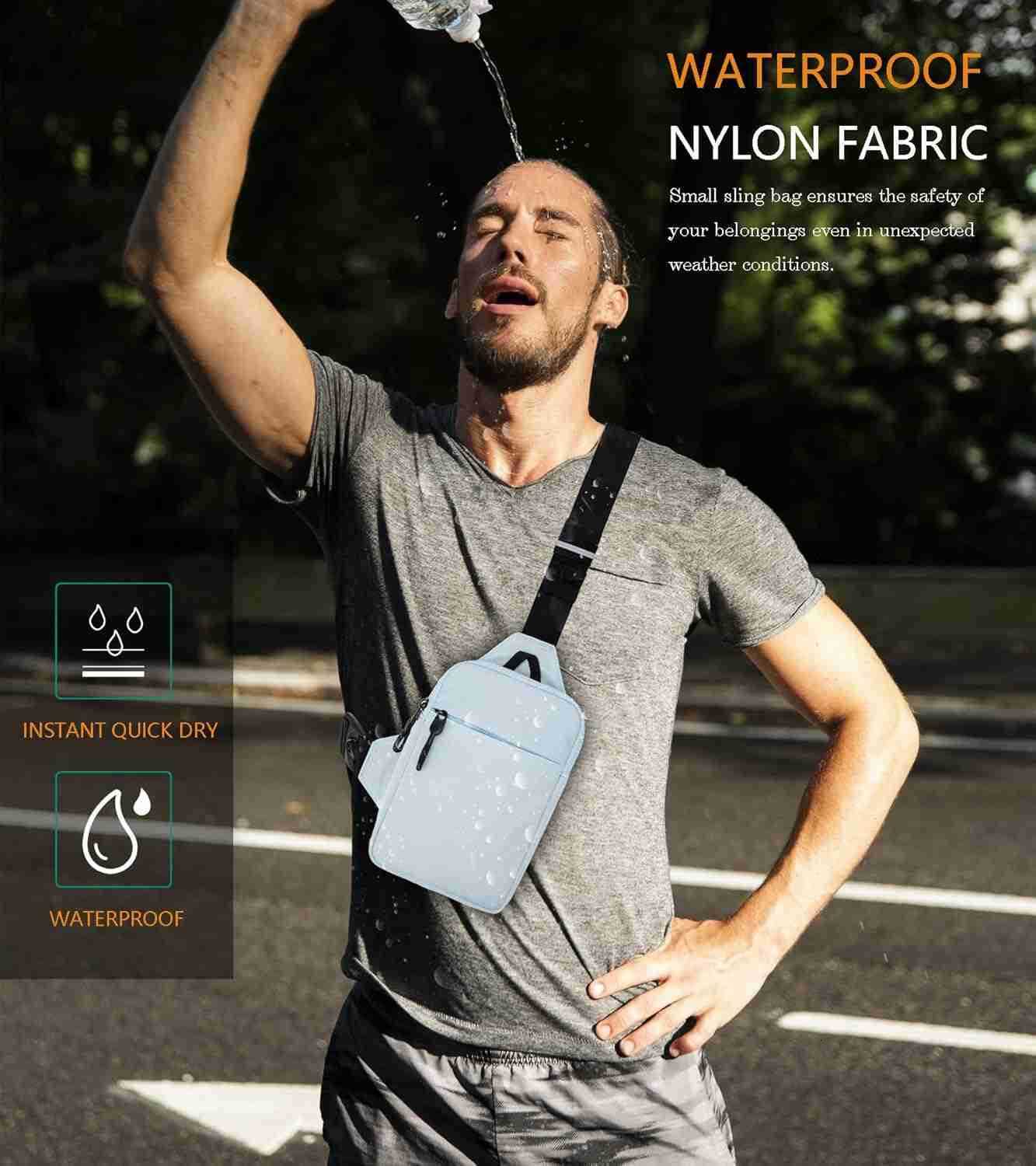 Mini Sling Bag for Men Women Waterproof Utility Crossbody Backpack Chest Bag for Hiking Travel Sports RunningW250911