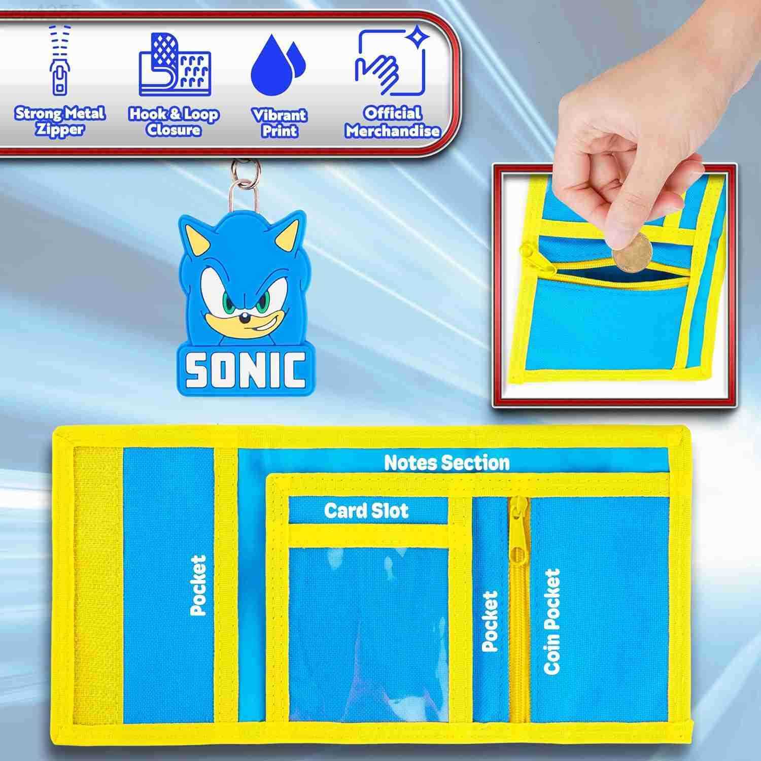 The Hedgehog Boys Wallet with Keychain for Kids Teens Trifold Card Holder Small Wallet Coin Purse Key Ring Cool Gaming Gifts for BoysW250911
