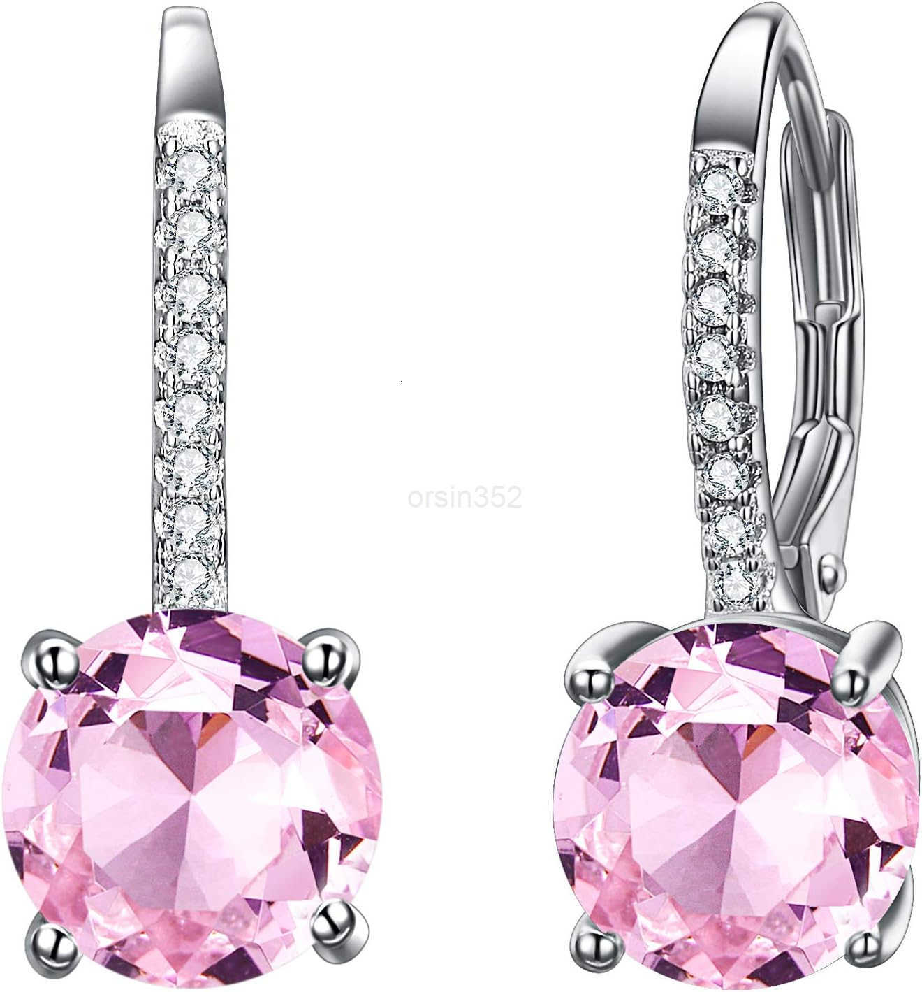 925 Sterling Silver Round Cut CZ Prong Setting Gorgeous Bridal Prom Leverback Dangle EarringsW250911