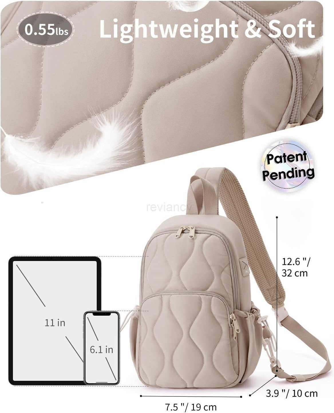 Nature Sling Bag for Women Lightweight Quilted Crossbody Bag Fits for 11 Tablet with Breathable Back Panel Anti Theft Pocket Padded Strap USB Charge P
