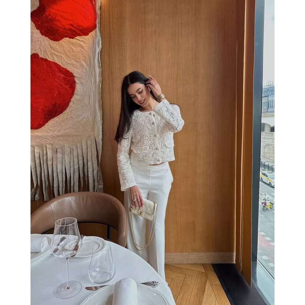 DHEssentials 2025 Fashion New Small Chanel Style Buttoned Crochet Jacket for Women 8779179