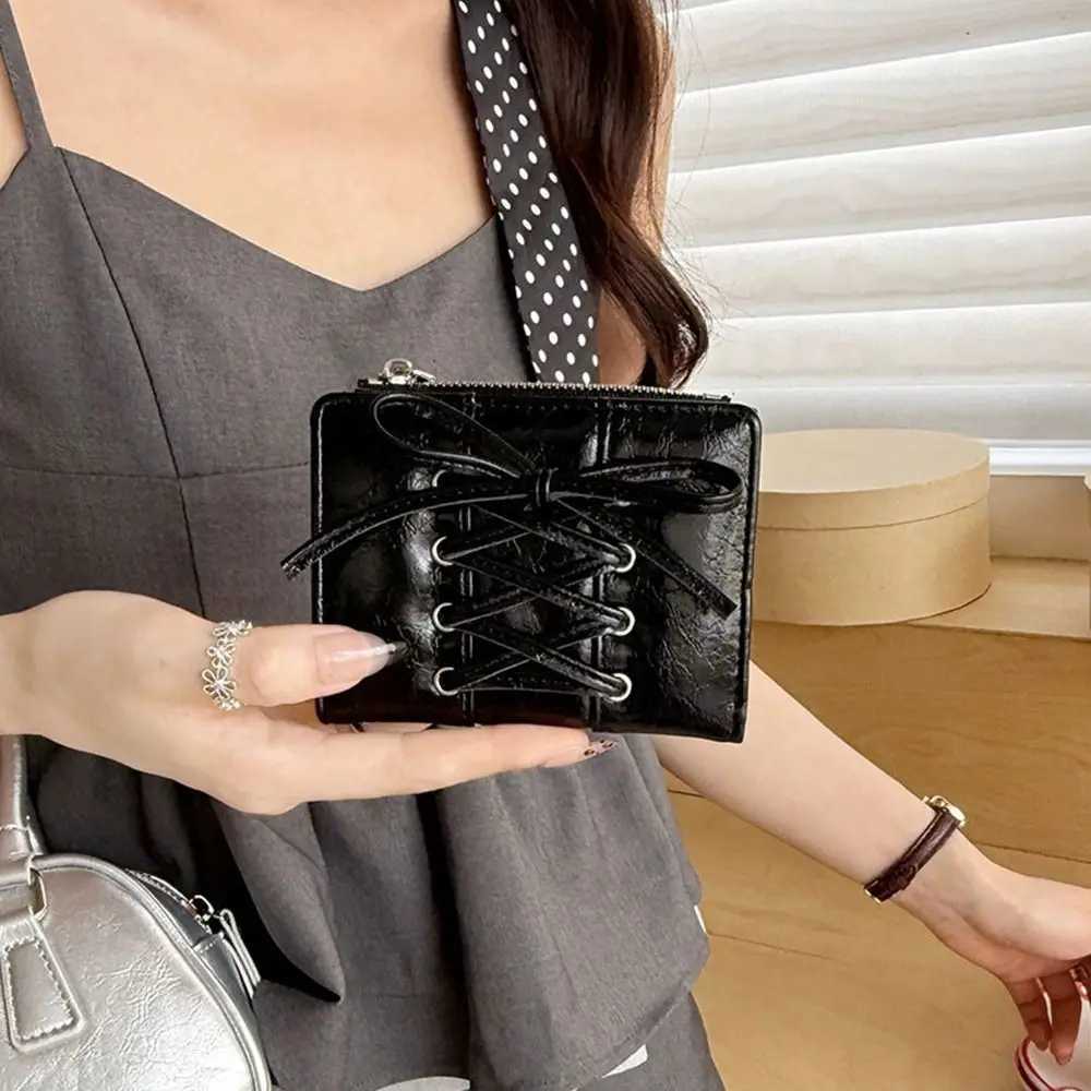 Simple Korean Style Bow Wallet Ultra Thin Short Clutch Card Bag Multifunction Zipper PU Leather Card Holder Travel W250911