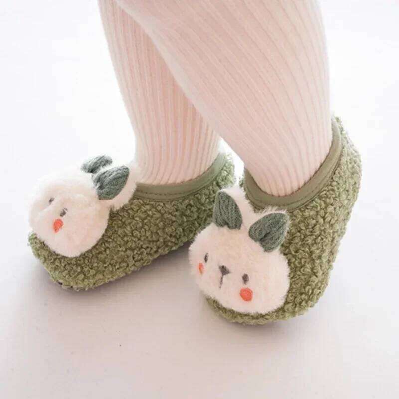 Cartoon Rabbit Baby Floor Socks Kids Plush Toddler Warm Shoes Children Soft Non-slip Prewalkers Indoor Home Slippers