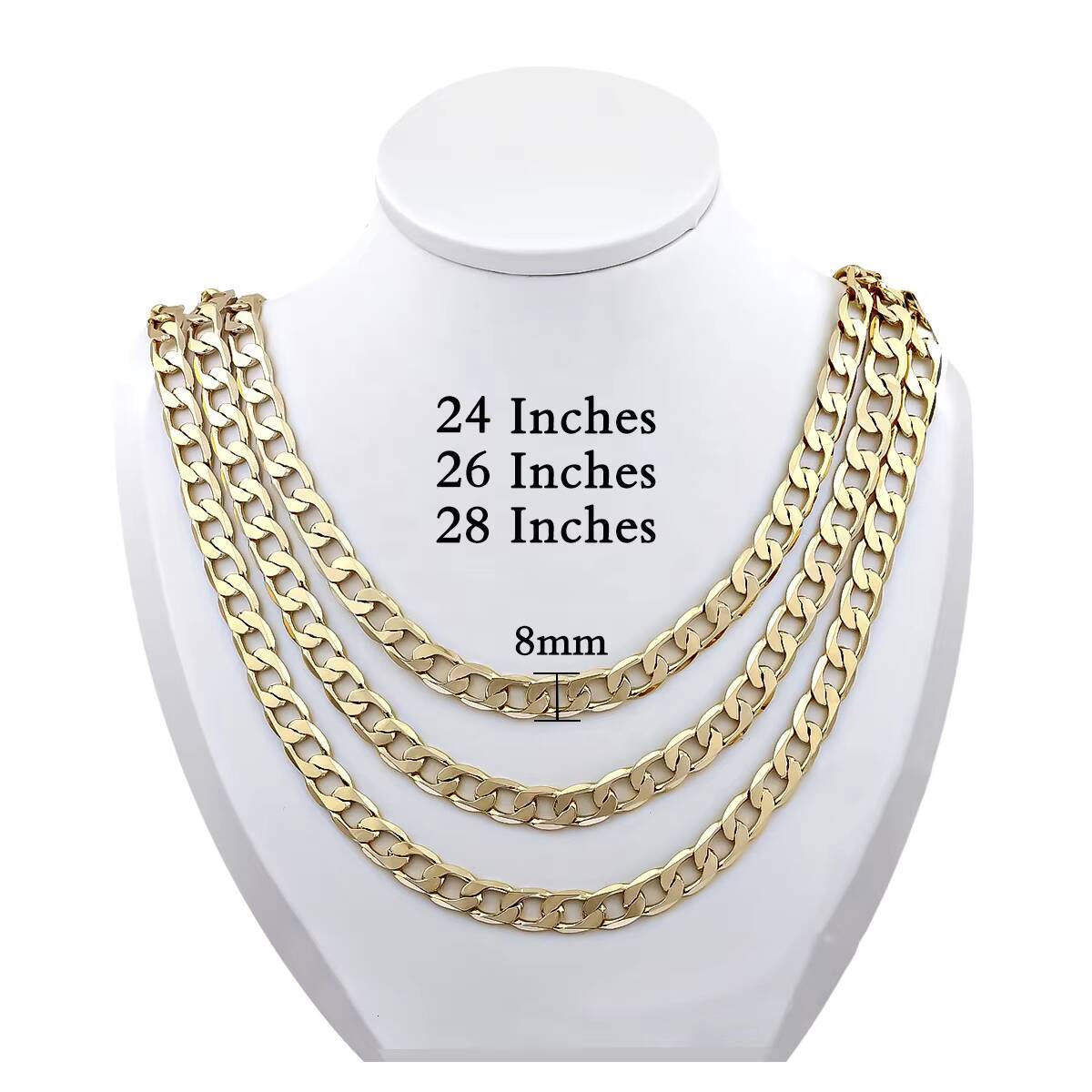 CM Custom 14K Gold Plated Brass Cuban Link Chain Necklace Multiple Width Length Cut Figaro Chain for Women Mens