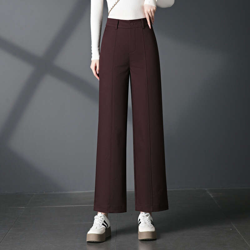 Women's Casual Pants Long Wide-Leg Women's Pants Spring and Autumn New Casual Commuting High-Waist Tummy Control Slimming Draped Narrow Vers